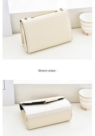 Kadın Çanta Kore Tarzı Moda Basit Küçük Kare Çanta Tek Omuz Crossbody Çanta-kirli Beyaz Kırık Beyaz