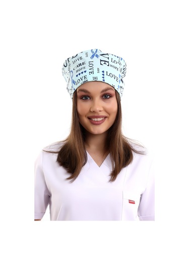 Su Yeşili Love Desenli Cerrahi Bone - Doktor Bone-Standart-9002 Love Yeşil