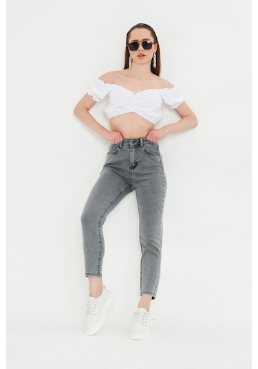 Kutaf Antrasit Slim Fit Mom Jean Antrasit