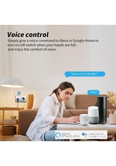 Reedark Akıllı Wifi Priz - Amerikan Standardı 10a/16a, Ses Kontrollü, Zamanlayıcılı, 110-250v, Beyaz Pc+abs