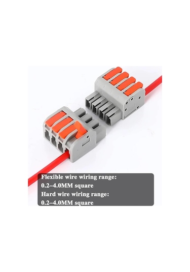 Koodmax 10 Adet Hızlı Kablo Ekleme Birleştirme Konnektörü - Dörtlü Klemens - Bağlantı Kesme Özellikli