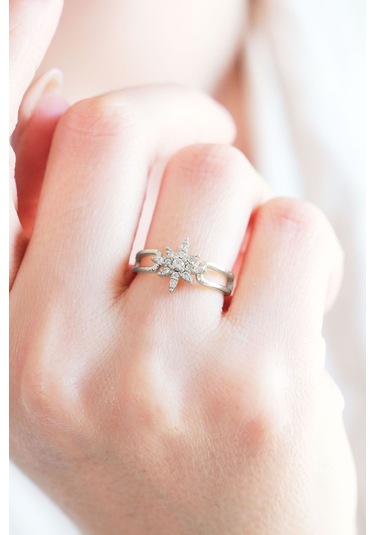 Gümüş Kaplama Ayarlanabilir Kuzey Yıldızı Yüzük Çok Renkli