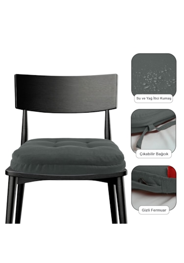 Xpermate Çift Kat Sandalye Minderi 42x42x8 Antrasit