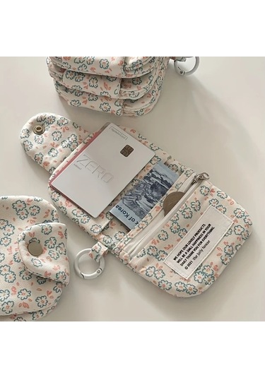 Elmpaly Pembe Fiyonk Çiçekli Zarif Papatya Kartlık Cüzdan Hafif Katlanır