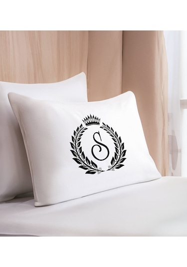 Bk Gift Kişiye Özel Baş Harfli Tasarımlı Pamuklu Yastık Kılıfı-3 50x70cm , Sevgiliye , Ev si, Tasarım Ev Tekstili