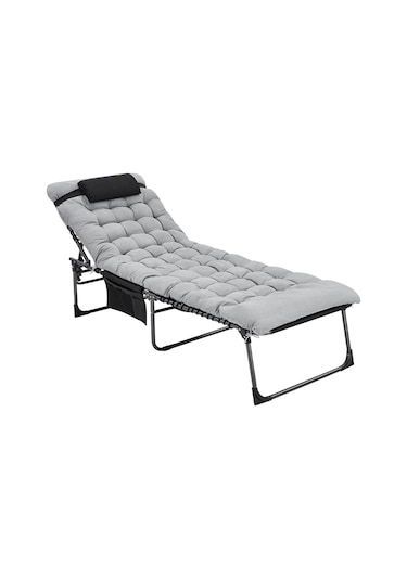 Kingcamp Hamburg Cool Plus 5 Kademeli Katlanır Şilteli Şezlong Black & Grey Siyah