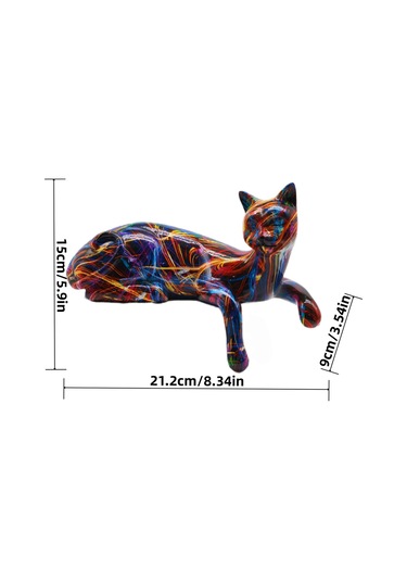 Suntek Uyuklayan Kedi Figürü Masa Süsü 8x3.5x6 Inç Reçine 21,2x9x15cm