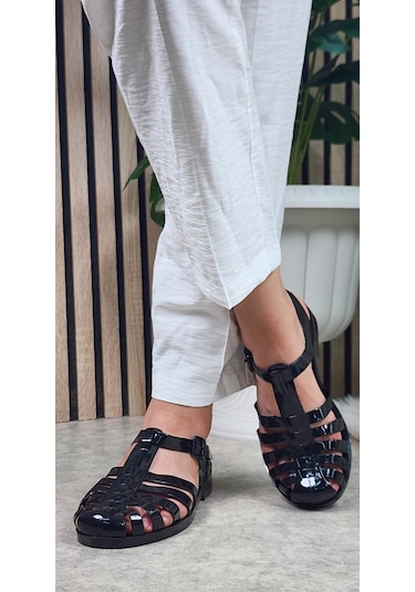 Kadın Çocuk Deniz Ayakkabısı Plaj Havuz Rafting Jel Görünümlü Şeritli Kaydırmaz Taban Sandalet 309 Siyah