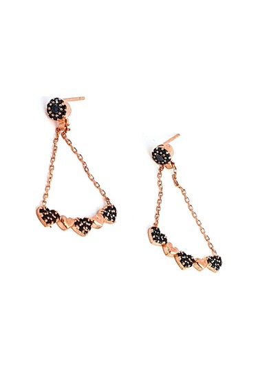 Oniks Taşlı 925 Ayar Gümüş Rose Tasarım Küpe