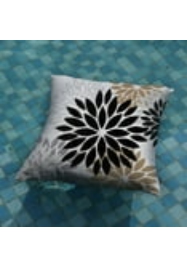 Symbee Siyah Kahverengi Modern Çiçek Desenli Su Geçirmez Keten Kırlent Kılıfı, 18x18 İnç, 2'li Set Siyah