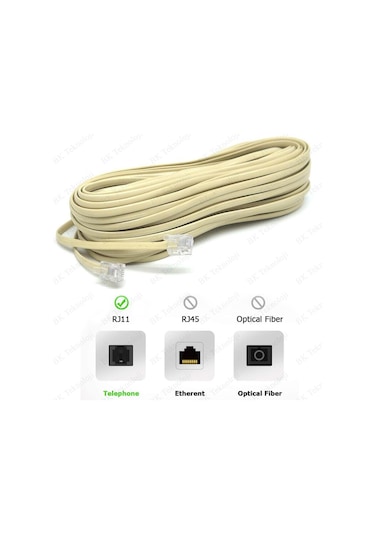 Rj11 6p2c Hazır Telefon Modem Ara Hat Kablosu 10 Metre