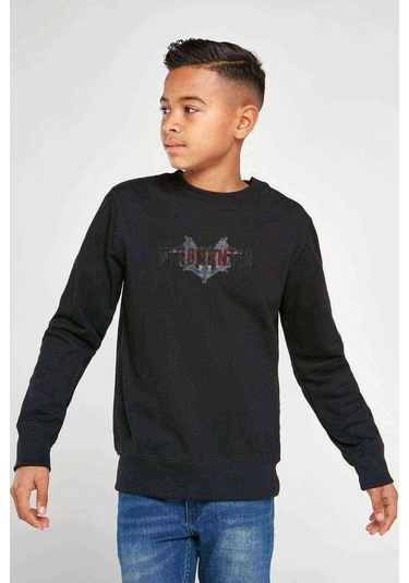 Mindhunter Yarasa Baskılı Unisex Çocuk Siyah Sweatshirt Siyah