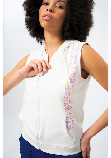 Benetton Bnt-w20395-23y Kadın Kapşonlu Sweat Shirt Bnt-w20395-r0152 Bej