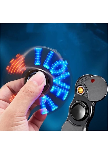 Stres Çarklı Işıklı Usb Şarjlı Tesla Çakmak Füme Metal