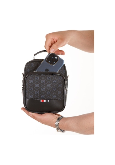 Erkek Siyah Desenli El Ve Omuz Çantası Siyah