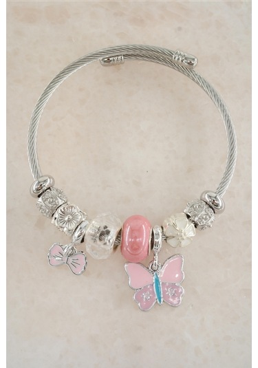 Kadın 316 L Çelik Karışık Figürlü Charm Bileklik Stp011 - Gümüş