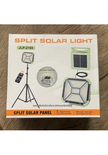 Splıt Led Solar Kamp Lambası Güneş Enerjili Projektör Kumandalı 300watt Beyaz-sarı