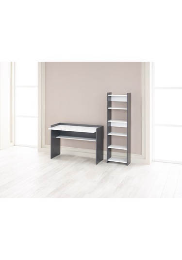 Arpelia Ahşap Çalışma Masası Ve Kitaplık 1 Beyaz