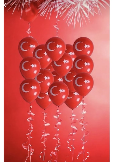 23 Nisan 29 Ekim Süsleme 25 Adet Ay Yıldızlı Balon Kırmızı