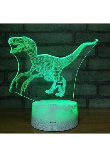 Goldenqian Dinozor 3d Gece Lambası Velociraptor Projeksiyon Led Lamba Çocuk Odası Ev Dekoru Için Bebek Kreş Gece Lambası 7 Renk Değiştiren Erkek Çocuklar Için Noel Doğum Günü Hediyeleri 5azw8n Siyah