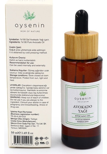 Aysenin Avokado Yağı / Avocado Oil 50 ML.