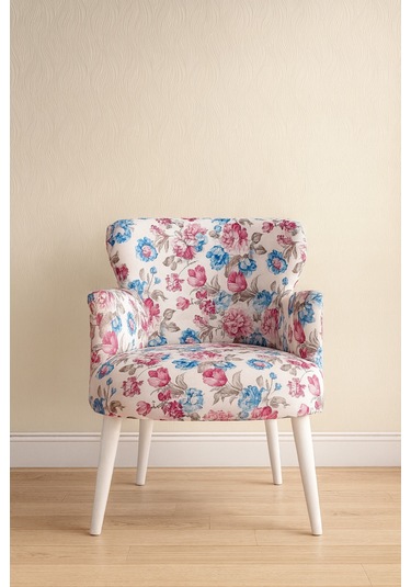Roma Modern Tekli Koltuk Berjer - Dijital Baskılı Kumaş - Ahşap Ayak - Çiçek Desen Çiçek Desen