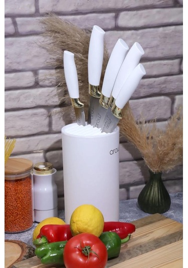 Arow Standlı Lüx Bıçak Seti Beyaz Tr-2657