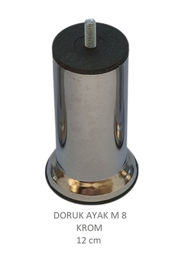 Doruk Ayak, Cıvatalı Baza Koltuk Dolap Ayağı, Metal, Krom, M8, 12 Cm Krom