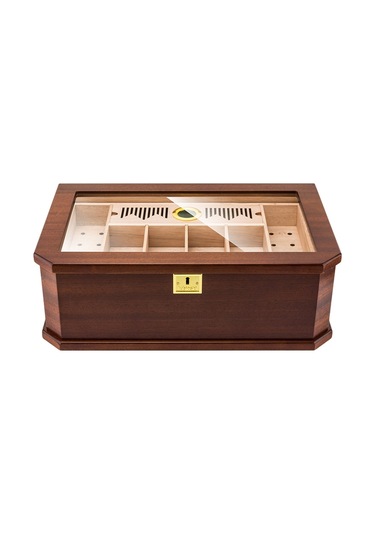 Lubinski New Cedar Camlı Tepsili Puro Kutusu Humidor Kahve 100s