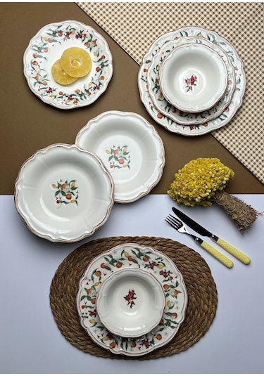 Tabak Evi Fulya Food Garden Porselen Yemek Takımı 6 Kişilik 24 Pa