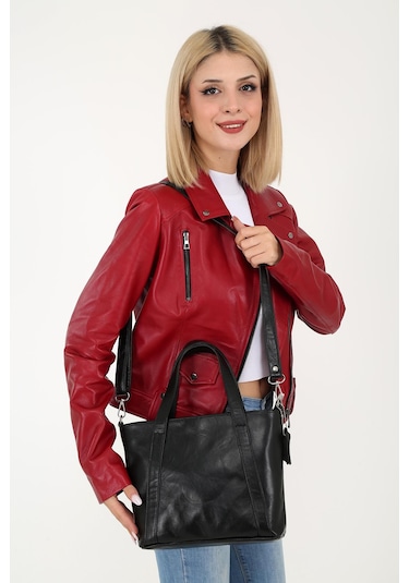 Derinss Leather DERİNSS DKB563 Hakiki Deri Siyah Kadın El ve Omuz Çantası