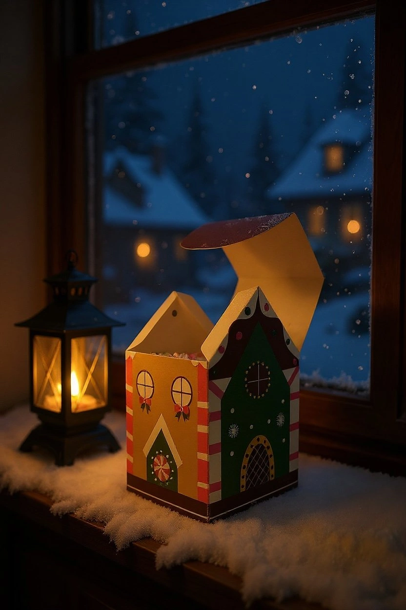 Yılbaşı Ev Tasarımlı Kutu Çanta, Yeniyıl, Parti, Hediye Çantası,