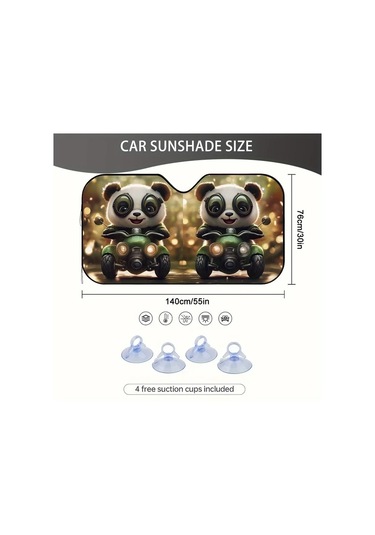 Chuangyinshop 1 Adet Panda Motosikletli Araba Güneşlik 130x70cm Uv Koruma Tüm Araçlar İçin