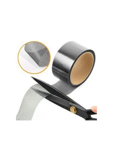 Yapışkanlı Sineklik Yaması Tülü Tamir Bandı Bantı Delik Fiber Tül Yapıştırma Gri 48 Mm X 2 Metre 2 M