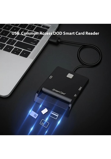 Elmpaly Usb-a Akıllı Kart Okuyucu Cac Sd Tf Sım Okuma Windows Mac Linux Tip-c Taşınabilir Siyah