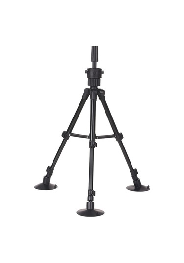 Portatif Saç Maketi Standı - Ayarlanabilir Vantuzlu Tripod, Kuaför Eğitimi İçin Siyah Siyah