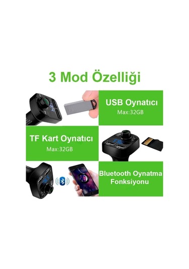 Carx8 Araç Kiti Fm Transmitter Bluetooth 5.0 Micro Sd Usb Şarj Oto Müzik Çalar