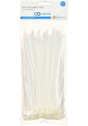 Günsan Beyaz 100'lü Kablo Bağı (20cm x 4.8mm)