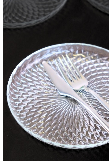 Tabak Evi Aden Sensu Cam Pasta Tabağı 16cm Sade 6 Lı 2492 Şeffaf