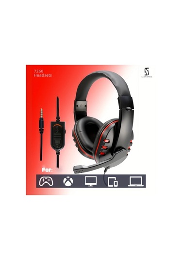 Oldfriend Siyah Kırmızı 7260 Kulaküstü Kulaklık Mikrofonlu Ps5 Xbox Pc İçin