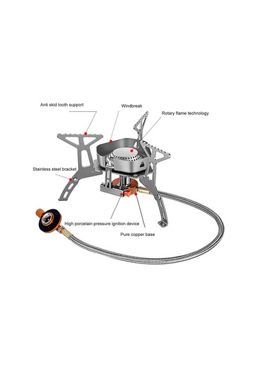 Neevoyu "taşınabilir 3 Ağızlı Rüzgara Dayanıklı Kamp Ocağı - 3500w Güçlü, Hızlı Isıtma, Piknik & Doğa Yürüyüşü İçin" Gümüş