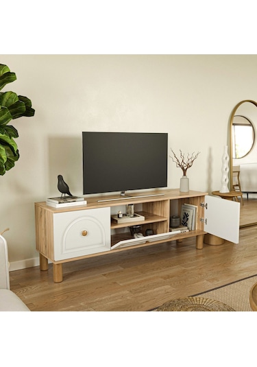 Bohem Tv Ünitesi 150 Cm N Çizgili Mdf Kapak Beyaz Bohem Tv Ünitesi 150 Cm N Çizgili Mdf Kapak Beyaz
