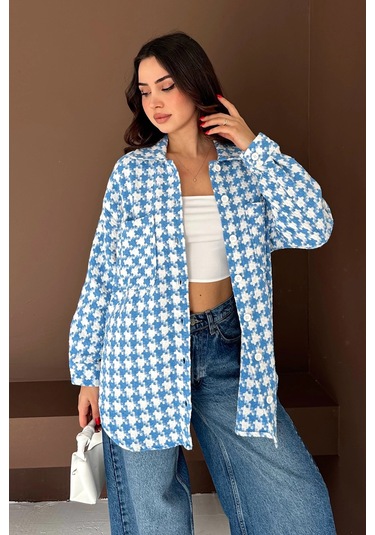 Kazayağı Gömlek Mavi Mavi