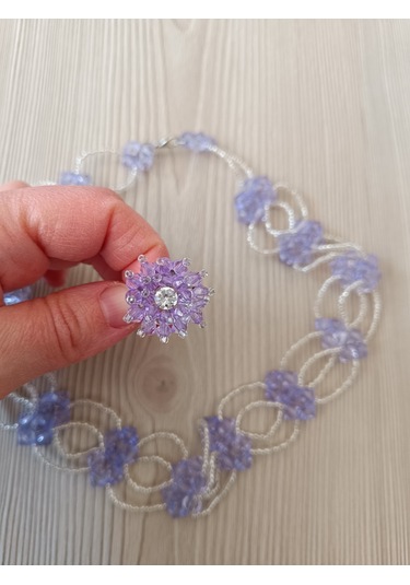 Boncuklu Tasarım Kolye Yüzük