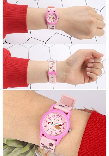 Q&Q V22A-015VY Su Geçirmez Rakamlı Kız Çocuk Kol Saati