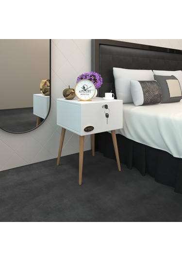 Kenzlife Komodin Kazuki Byz 60 39 39 Komidin Ahşap Ayaklı Kitaplık Ayakkabılık Kapaklı Arkalıklı Beyaz