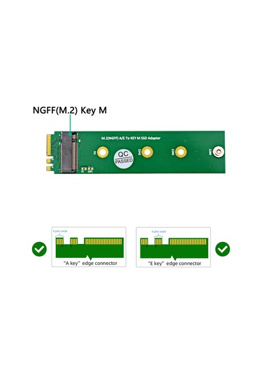 Xurunkeji M.2 Ngff A/e - Key-m Ssd Adaptör Dönüştürücü M.2 A+e - M2 Nvme Ssd Yükseltici Kart Desteği 2230 2242 2260 2280 M2 Ssd