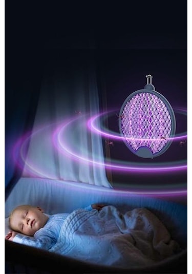 Asılabilen Ve Masaüstü Olabilen 2w Sinek Öldürücü Mor Işıklı Raket