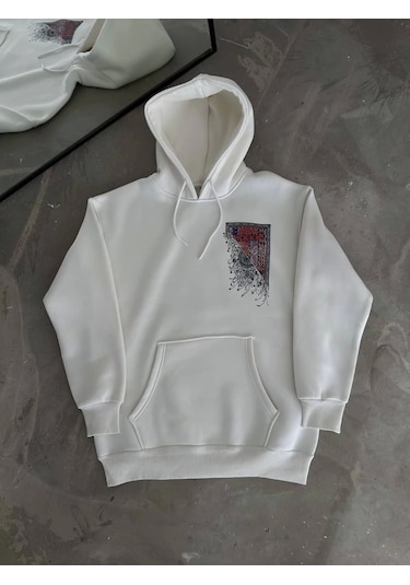 Snakewear Uzun Kol Kapşonlu Ön Ve Arka Baskılı Sweatshirt - Beyaz Beyaz