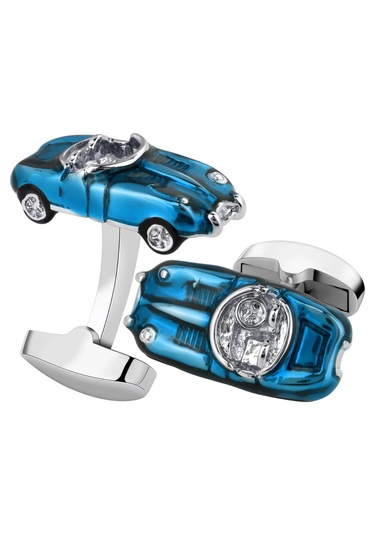 Omark Cotton Blue Classic Car Cufflinks Mavi
